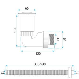 REA Umývadlový sifón s univerzálnym výpustom click-clack Flow White REA-A9493
