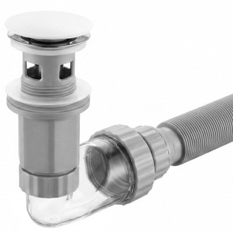 REA Umývadlový sifón s univerzálnym výpustom click-clack Flow White REA-A9493