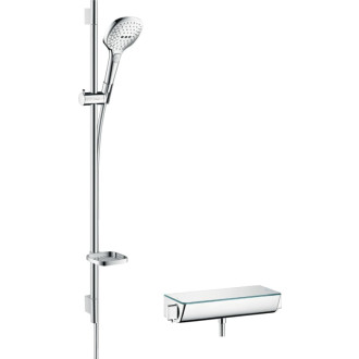 Sprchový systém Hansgrohe Raindance Select E na stenu s termostatickou batériou chróm 27039000