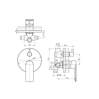 RAV SLEZÁK NIL Batéria sprchová/vaňová vstavaná s keramickým prepínačom chróm NL185