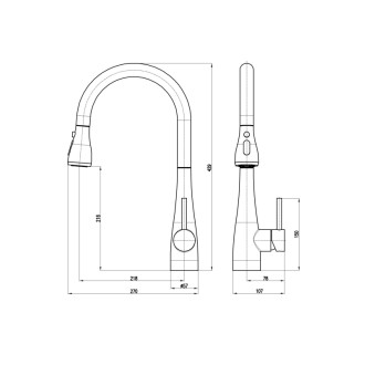 RAV SLEZÁK Batéria drezová stojanková s vyťahovacou sprchou inox SE910.0IN