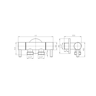 RAV SLEZÁK ventil rohový dvojitý s keramickými vrškami 1/2“ x 2 x 1/2“ chróm RV0222