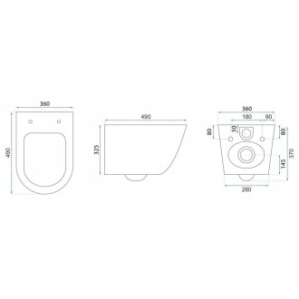 REA Závesná WC misa Carlo Mini Tornado Black Gold Egde REA-C4695