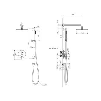Omnires Y podomietkový sprchový systém 2cestný, nikel kartáčovaný SYSY47NI