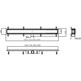 Mexen Plochý ABS lineárny odtok 2v1 60 cm, čierny - 1769060
