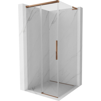 Mexen Rox L posuvný sprchovací kút 90 x 90 cm, priehľadný, ružové zlato - 8C2L-090-090-60-00