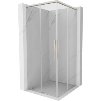Mexen Rox Duo posuvný sprchovací kút 95 x 95 cm, priehľadný, kartáčovaný nikel - 8C2D-095-095-97-00