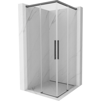 Mexen Rox Duo posuvný sprchovací kút 95 x 95 cm, priehľadný, kartáčovaná pištoľ gray - 8C2D-095-095-66-00