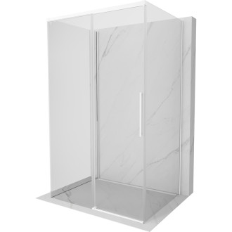Mexen Rox-3S trojstenný posuvný sprchovací kút 155 x 75 cm, priehľadný, biely - 8C2-155-075-20-00-3S