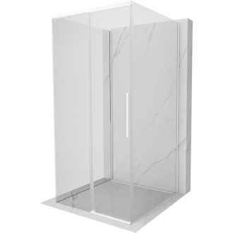 Mexen Rox-3S sprchovací kút s tromi stenami, posuvný, 95 x 95 cm, priehľadný, biely - 8C2-095-095-20-00-3S