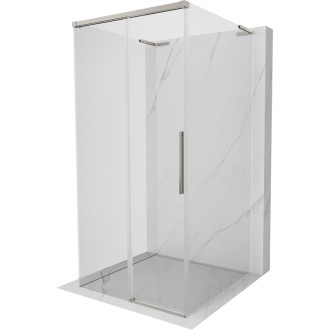 Mexen Rox-3S L trojstenný posuvný sprchovací kút 95 x 95 cm, priehľadný, kartáčovaný nikel - 8C2L-095-095-97-00-3S