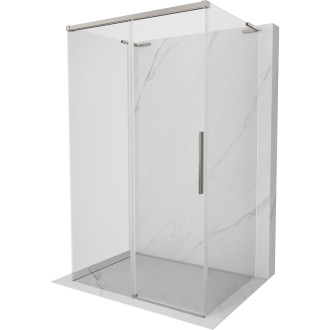 Mexen Rox-3S L trojstenný posuvný sprchovací kút 135 x 120 cm, priehľadný, kartáčovaný nikel - 8C2L-135-120-97-00-3S