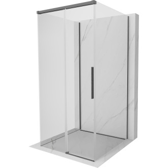 Mexen Rox-3S sprchovací kút s tromi stenami, posuvný, 95 x 95 cm, priehľadný, kartáčovaná pištoľ gray - 8C2-095-095-66-00-3S
