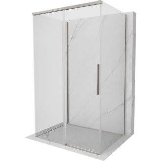 Mexen Rox-3S trojstenný posuvný sprchovací kút 150 x 120 cm, priehľadný, kartáčovaný nikel - 8C2-150-120-97-00-3S