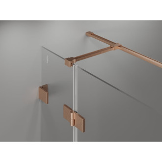 Sprchovací kút Mexen Lunar T s ľavým výklopným uchytením 75 x 100 cm, priehľadný, kartáčovaná meď - 834T-075-100-65-00-L