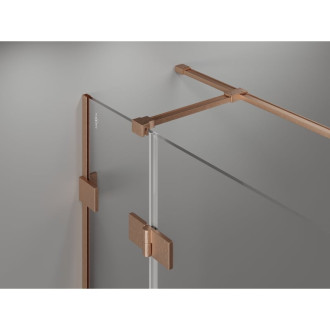 Sprchovací kút Mexen Lunar T s ľavým výklopným uchytením 80 x 110 cm, priehľadný, kartáčovaná meď - 834T-080-110-65-00-L