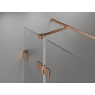 Sprchovací kút Mexen Lunar T s ľavým výklopným uchytením 85 x 100 cm, priehľadný, kartáčovaná meď - 834T-085-100-65-00-L