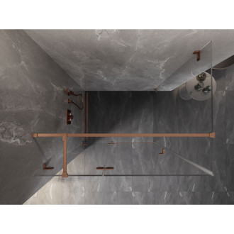 Sprchovací kút Mexen Lunar T s ľavým výklopným uchytením 85 x 100 cm, priehľadný, kartáčovaná meď - 834T-085-100-65-00-L