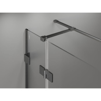 Sprchovací kút Mexen Lunar T ľavý výklopný 80 x 110 cm, priehľadný, kartáčovaná pištoľ gray - 834T-080-110-66-00-L