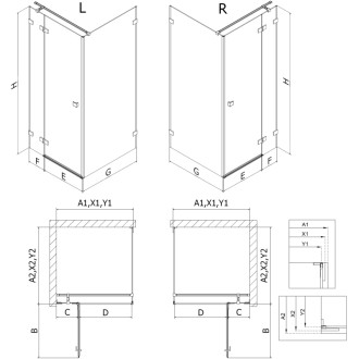 Sprchovací kút Mexen Lunar T s ľavým výklopným uchytením 70 x 120 cm, priehľadný, čierny - 834T-070-120-70-00-L