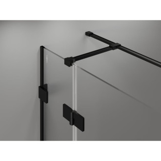 Sprchovací kút Mexen Lunar T s ľavým výklopným uchytením 80 x 100 cm, priehľadný, čierny - 834T-080-100-70-00-L
