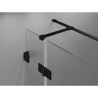 Sprchovací kút Mexen Lunar T s ľavým výklopným uchytením 80 x 110 cm, priehľadný, čierny - 834T-080-110-70-00-L