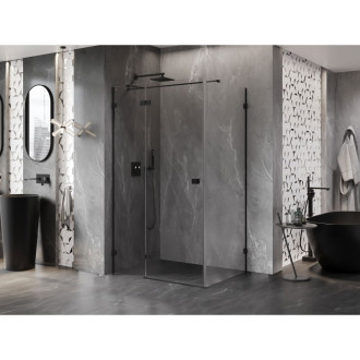 Sprchovací kút Mexen Lunar T s ľavým výklopným uchytením 80 x 120 cm, priehľadný, čierny - 834T-080-120-70-00-L