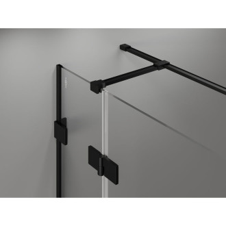Sprchovací kút Mexen Lunar T s ľavým výklopným uchytením 85 x 80 cm, priehľadný, čierny - 834T-085-080-70-00-L