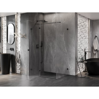 Sprchovací kút Mexen Lunar T s ľavým výklopným uchytením 85 x 120 cm, priehľadný, čierny - 834T-085-120-70-00-L