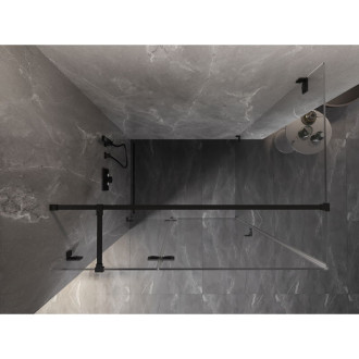Sprchovací kút Mexen Lunar T s ľavým výklopným uchytením 100 x 80 cm, priehľadný, čierny - 834T-100-080-70-00-L