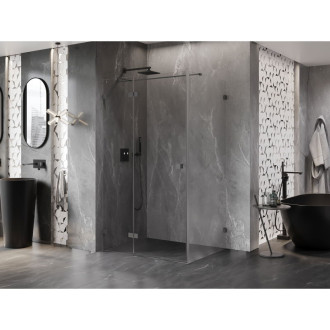 Sprchovací kút Mexen Lunar T ľavý výklopný 80 x 120 cm, priehľadný, strieborná metalíza - 834T-080-120-95-00-L