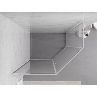 Sprchovací kút Mexen Exo päťuholníkový výklopný 100 x 80 cm, priehľadný, chróm - 812-100-080-01-00