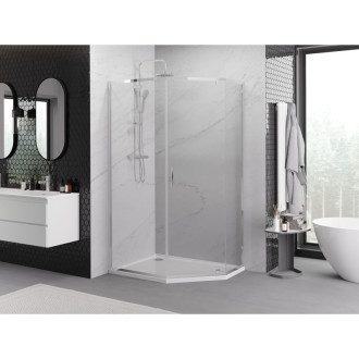 Sprchovací kút Mexen Exo päťuholníkový výklopný 100 x 80 cm, priehľadný, chróm - 812-100-080-01-00