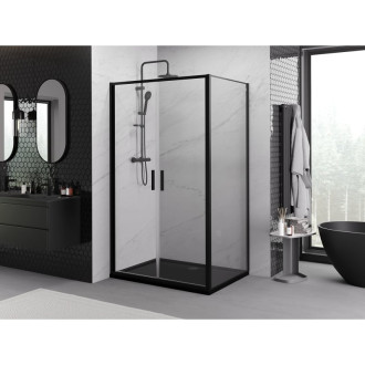 Sprchovací kút Mexen Exo s výklopným mechanizmom 80 x 110 cm, priehľadný, čierny - 814-080-110-70-00