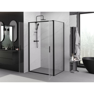 Sprchovací kút Mexen Exo s výklopným mechanizmom 80 x 110 cm, priehľadný, čierny - 814-080-110-70-00