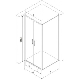Sprchovací kút Mexen Exo s výklopným mechanizmom 90 x 110 cm, priehľadný, čierny - 814-090-110-70-00