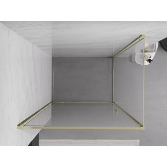 Sprchovací kút Mexen Exo s výklopným mechanizmom 75 x 110 cm, priehľadný, zlatý - 817-075-110-50-00