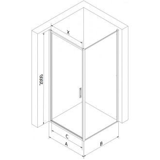 Sprchovací kút Mexen Exo s výklopným mechanizmom 80 x 110 cm, priehľadný, čierny - 817-080-110-70-00