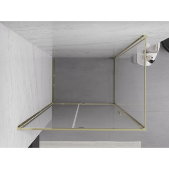 Sprchovací kút Mexen Exo s výklopným mechanizmom 115 x 110 cm, priehľadný, zlatý - 819-115-110-50-00