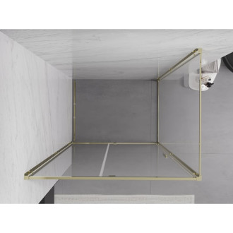 Sprchovací kút Mexen Exo s výklopným mechanizmom 135 x 110 cm, priehľadný, zlatý - 819-135-110-50-00