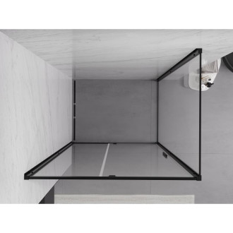 Sprchovací kút Mexen Exo s výklopným mechanizmom 90 x 110 cm, priehľadný, čierny - 819-090-110-70-00
