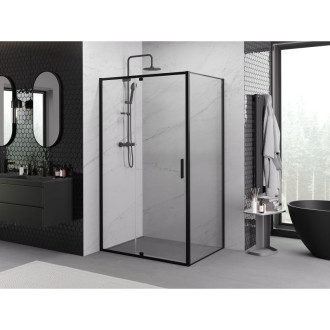 Sprchovací kút Mexen Exo s výklopným mechanizmom 160 x 110 cm, priehľadný, čierny - 819-160-110-70-00