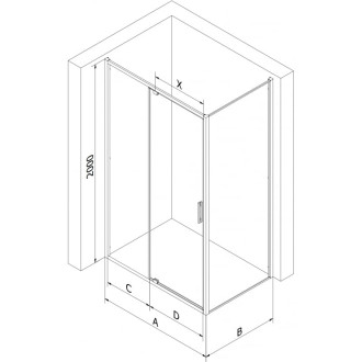 Sprchovací kút Mexen Exo s výklopným mechanizmom 155 x 120 cm, priehľadný, čierny - 819-155-120-70-00