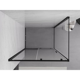 Posuvný sprchovací kút Mexen Exo 145 x 110 cm, priehľadný, čierny - 8151-145-110-70-00