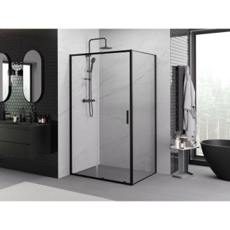 Posuvný sprchovací kút Mexen Exo 150 x 120 cm, priehľadný, čierny - 8151-150-120-70-00