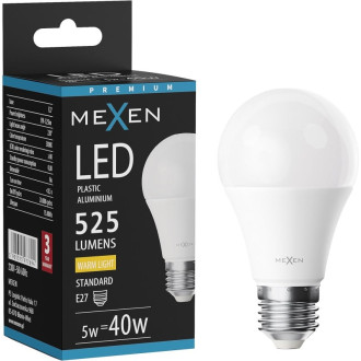 LED žiarovka Mexen Nova E2, A60, 5W, teplá - 3000K, 525 lm - L100-E27-0530-01