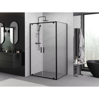 Sprchovací kút Mexen Exo s výklopným mechanizmom 80 x 110 cm, priehľadný, čierny - 8182-080-110-70-00