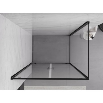 Sprchovací kút Mexen Exo s výklopným mechanizmom 90 x 110 cm, priehľadný, čierny - 8182-090-110-70-00