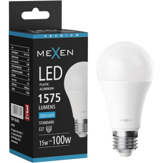 LED žiarovka Mexen Nova E27, A60, 15W, studená - 6500K, 1575 lm - L100-E27-1565-01