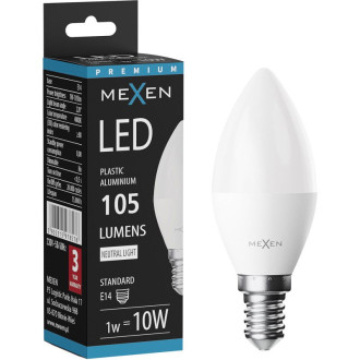 LED žiarovka Mexen Nova E14, C37, 1W, teplá - 3000K, 105 lm - L102-E14-0130-01